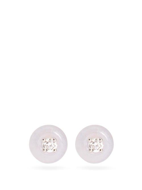 Matchesfashion.com Fernando Jorge - Orbit Diamond, 18kt Gold & Chalcedony Earrings - Womens - Blue