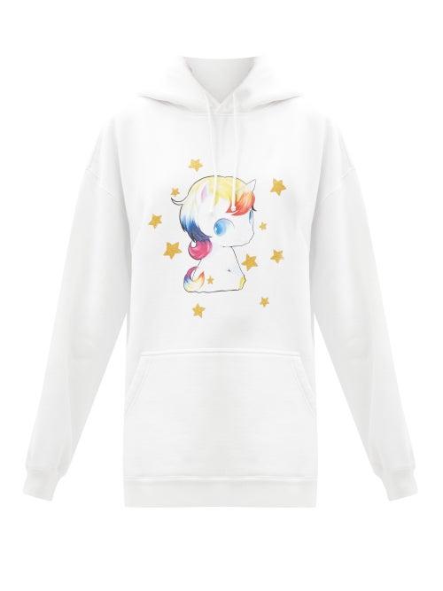 Matchesfashion.com Vetements - Heartbreaker Unicorn-print Hooded Sweatshirt - Womens - White