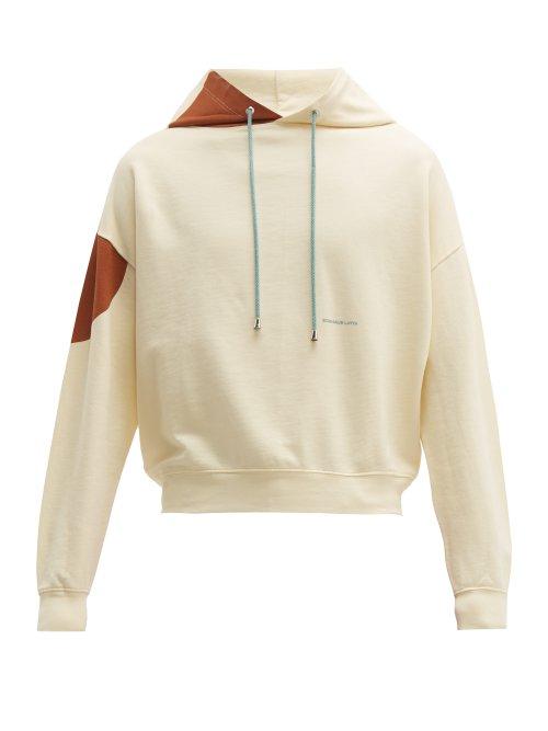 Matchesfashion.com Eckhaus Latta - Contrast Panel Cotton Hooded Sweatshirt - Mens - Brown White