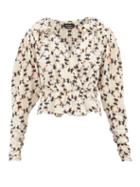 Matchesfashion.com Isabel Marant - Blinea Geometric Print Stretch Silk Wrap Top - Womens - Ivory Multi