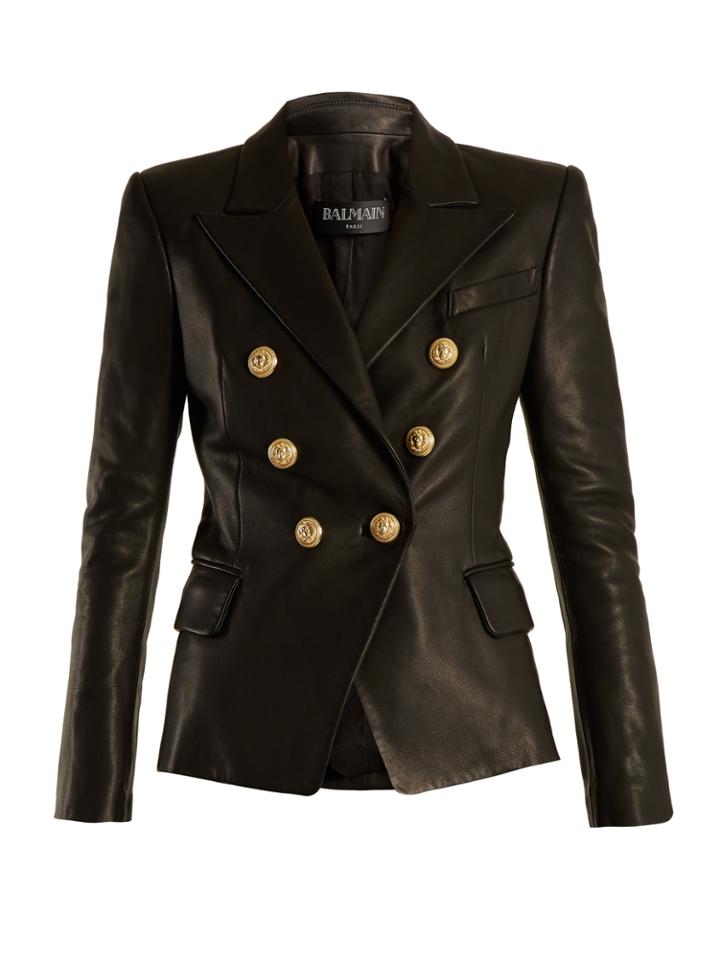 Balmain Double-breasted Leather Blazer