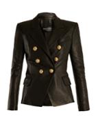 Balmain Double-breasted Leather Blazer