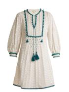Matchesfashion.com Talitha - Ilaria Tassel Embellished Silk Blend Dress - Womens - Green White