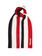 Matchesfashion.com Moncler - Tricolour Ribbed Knit Wool Scarf - Mens - Red