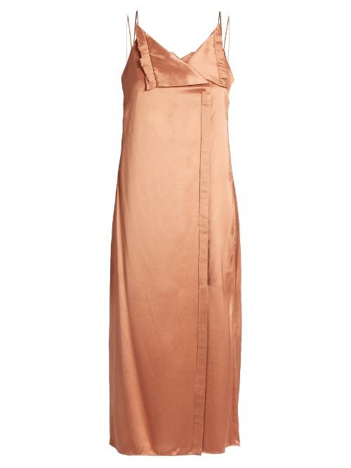 Edun V-neck Satin-twill Midi Slip Dress