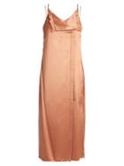 Edun V-neck Satin-twill Midi Slip Dress