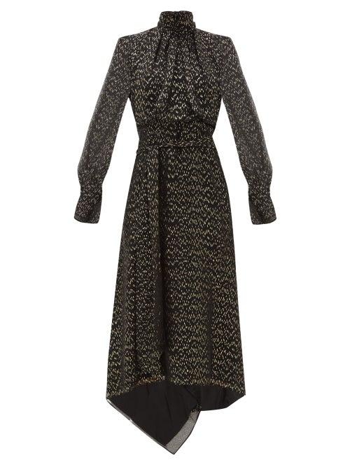Matchesfashion.com Petar Petrov - Denna Metallic Fil Coup Silk Blend Dress - Womens - Black Gold