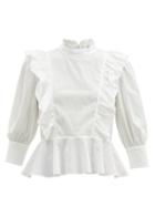 Matchesfashion.com Rhode - Sylvie Ruffled Cotton-poplin Blouse - Womens - White