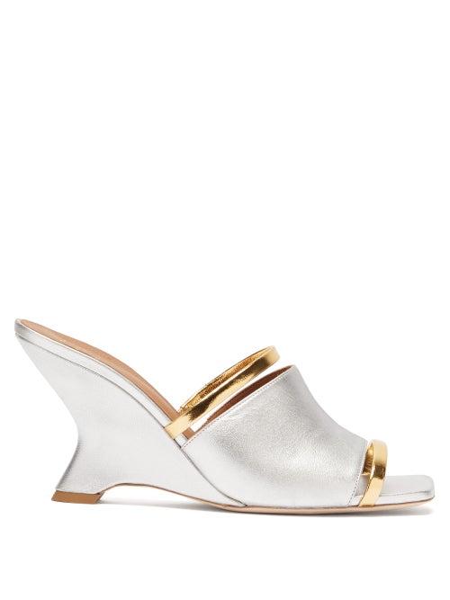 Matchesfashion.com Malone Souliers - Demi Metallic-leather Wedge Mules - Womens - Silver