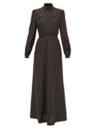Matchesfashion.com Bella Freud - Angelica Polka-dot Silk Midi Dress - Womens - Black