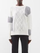 La Ligne - Patchwork Merino Cable-knit Sweater - Womens - Cream Navy