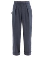 Matchesfashion.com Jacquemus - Contrast-stitch Wool-blend Wide-leg Trousers - Mens - Navy