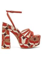 Matchesfashion.com Gianvito Rossi - Ursula 85 1960s-print Suede Platform Sandals - Womens - Orange Multi
