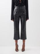 Saint Laurent - Cropped Leather Biker Trousers - Womens - Black