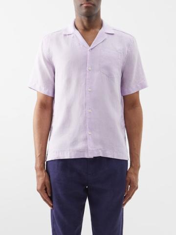 Frescobol Carioca - Angelo Linen Short-sleeved Shirt - Mens - Lilac