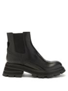 Ladies Shoes Alexander Mcqueen - Exaggerated-sole Leather Chelsea Boots - Womens - Black