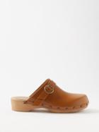 Isabel Marant - Thalie Buckled Leather Clogs - Womens - Brown Multi