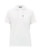 Matchesfashion.com Versace - Logo Tab Cotton Piqu Polo Shirt - Mens - White