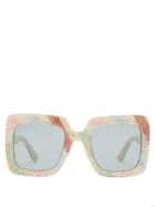Gucci Glitter Stripe Square-frame Sunglasses
