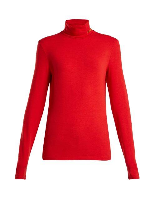 Matchesfashion.com Calvin Klein 205w39nyc - Roll Neck Cotton Blend Top - Womens - Red