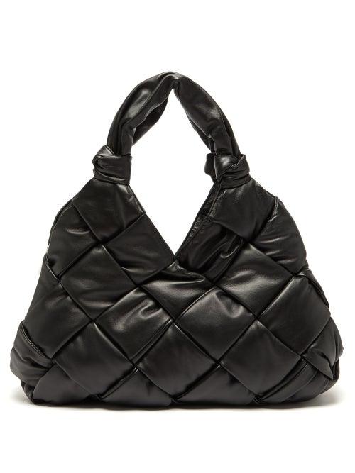 Bottega Veneta - Lock Intrecciato-leather Shoulder Bag - Womens - Black