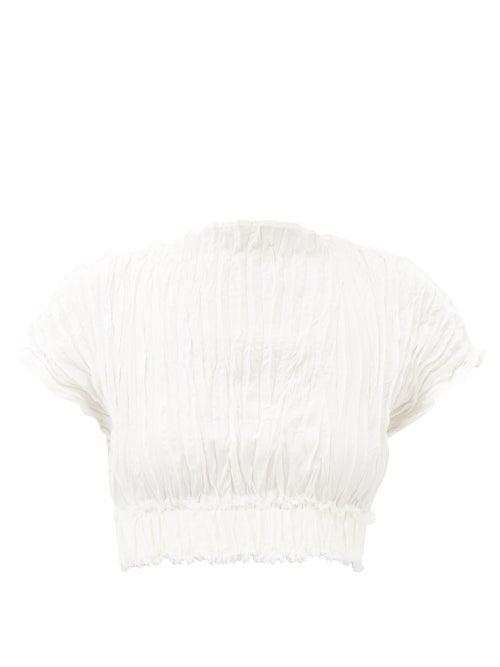 Totme - Crinkled-silk Crop Top - Womens - Ivory