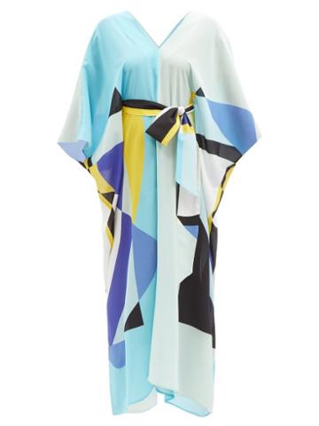 Louisa Parris - The Capri Colour-block Silk Dress - Womens - Blue