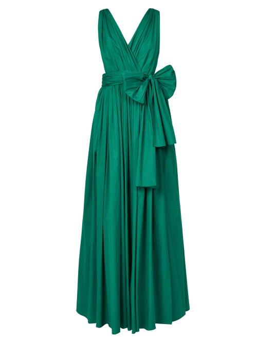 Matchesfashion.com Dolce & Gabbana - Draped Side-slit Poplin Dress - Womens - Emerald