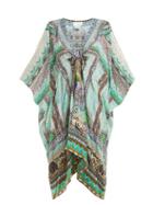 Matchesfashion.com Camilla - V Neck Printed Silk Chiffon Kimono Dress - Womens - Black Green