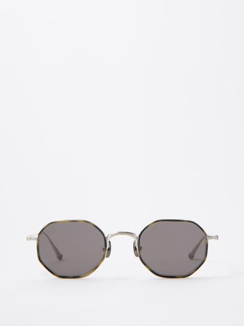 Matsuda - Octagonal Acetate And Titanium Sunglasses - Mens - Silver Multi