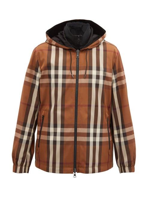 Matchesfashion.com Burberry - Reversible Hooded Check Shell Jacket - Mens - Brown