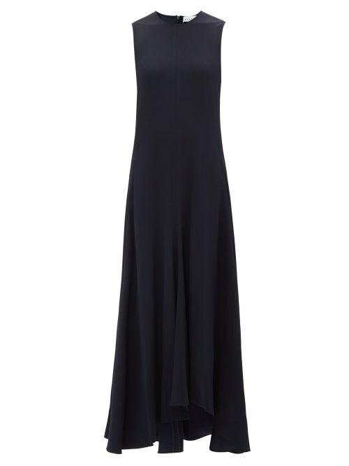 Raey - Sleeveless Crepe Midi Dress - Womens - Dark Navy