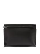 Loewe T Logo-debossed Leather Pouch
