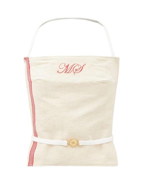 Marine Serre - Upcycled Canvas Backless Top - Womens - Ivory