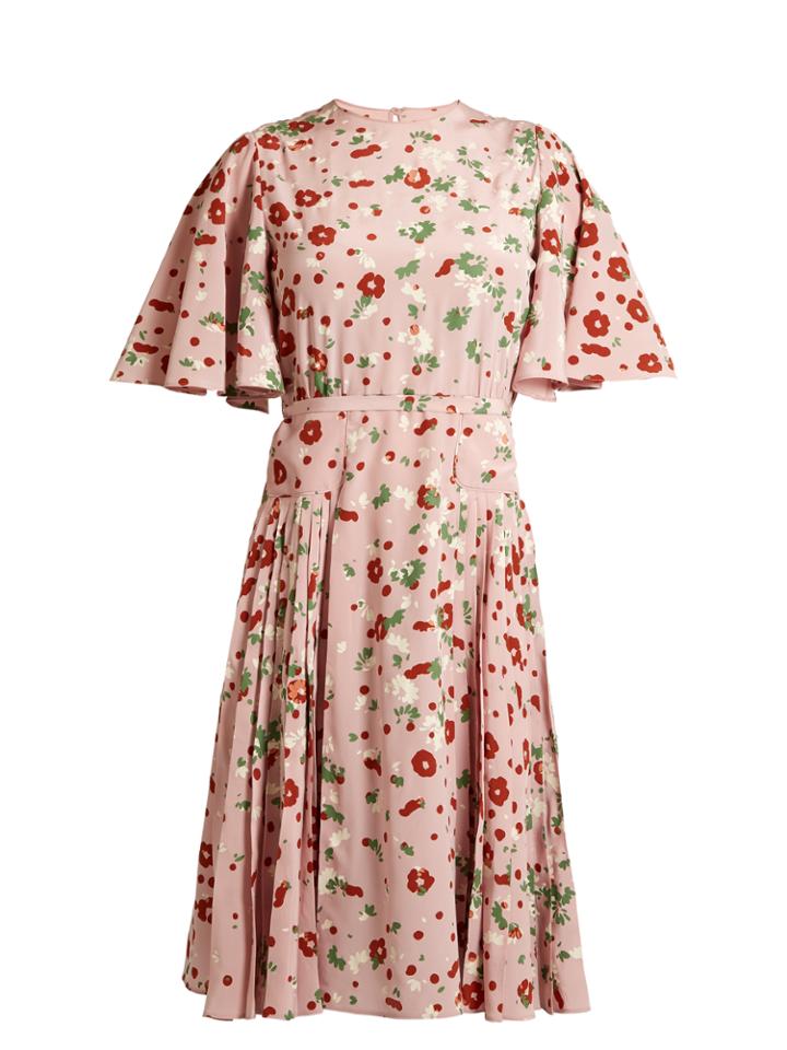 Valentino Daisy-print Silk Crepe De Chine Dress