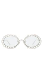 Matchesfashion.com Gucci - Crystal Round Metal Sunglasses - Womens - Silver