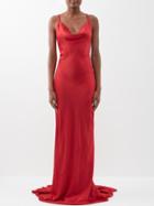 Norma Kamali - Backless Satin Gown - Womens - Red