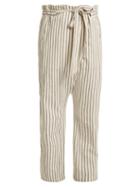 Matchesfashion.com Masscob - Paper Bag Waist Striped Trousers - Womens - White Navy