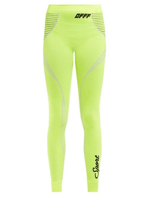 Matchesfashion.com Off-white - Logo Print Athletic Leggings - Womens - Yellow