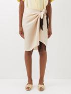 Albus Lumen - Verde Fringed Linen-voile Sarong - Womens - Cream