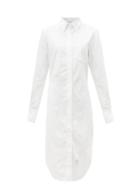Matchesfashion.com Thom Browne - Logo-patch Cotton-poplin Shirt Dress - Womens - White