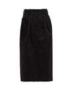 Matchesfashion.com Lemaire - High-rise Pleated-front Denim Midi Skirt - Womens - Black