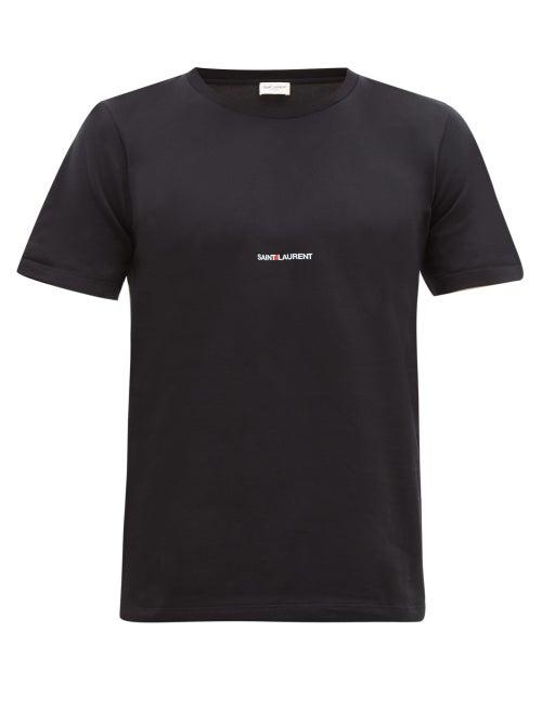 Matchesfashion.com Saint Laurent - Logo-print Cotton T-shirt - Mens - Black