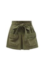 Matchesfashion.com Redvalentino - Paperbag-waist Cotton-blend Cargo Shorts - Womens - Khaki