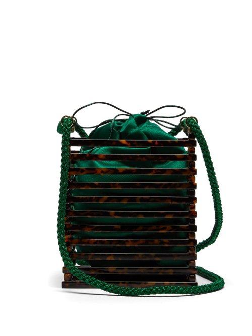 Matchesfashion.com Montunas - Vanda Tortoiseshell Acetate Box Bag - Womens - Green Multi