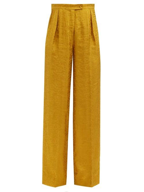 Erdem - Hortencia Paisley-jacquard Trousers - Womens - Yellow