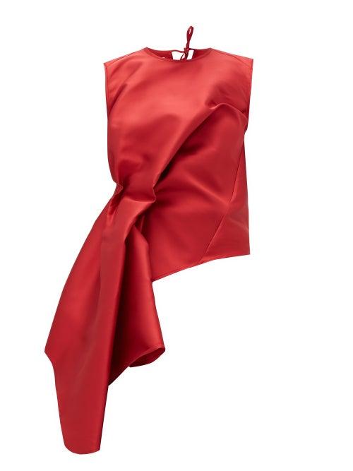 Matchesfashion.com Marques'almeida - Waterfall Waist Twill Top - Womens - Red
