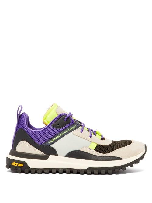 Matchesfashion.com Brandblack - Chopper Suede And Mesh Low Top Trainers - Mens - Grey Multi