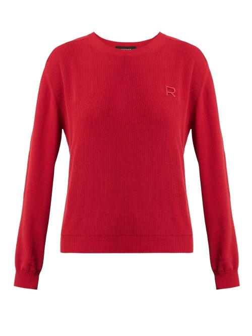Matchesfashion.com Rochas - Logo Appliqu Cotton Sweater - Womens - Red