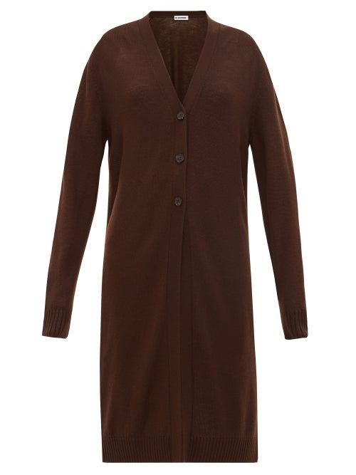 Matchesfashion.com Jil Sander - Longline Wool Cardigan - Womens - Brown